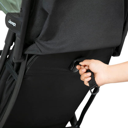 Jeep Altitude Compact Travel Stroller by Delta Children Greenguard Gold, Easy One Hand Fold, Lightweight, Extendable Canopy with Peek-a-Boo Window, Reclining Seat, 4 Wheel Suspension, Olive Green