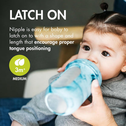 Boon Nursh Reusable Silicone Pouch Baby Bottles - Medium Flow Nipple - Silicone Baby Bottle Pouch and Nipple - Baby Feeding Essentials - Gray - 3-6 Months - 3 Count - 8 Ounce