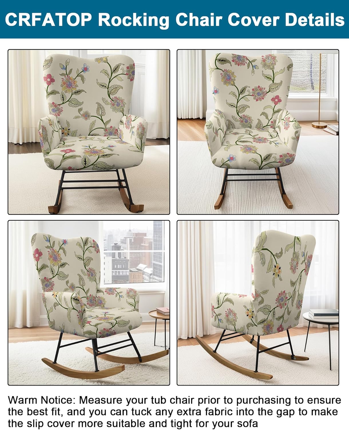 CRFATOP Jacquard 1 PC Nursery Rocking Chair Recliner Covers Upholstered Glider Rocker Banquet Armchair Slipcover Stretch Accent Chairs Furniture Protector for Living Room Bedroom Offices,Green