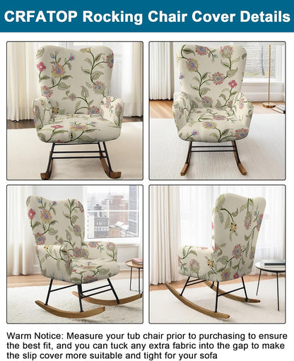 CRFATOP Jacquard 1 PC Nursery Rocking Chair Recliner Covers Upholstered Glider Rocker Banquet Armchair Slipcover Stretch Accent Chairs Furniture Protector for Living Room Bedroom Offices,Green