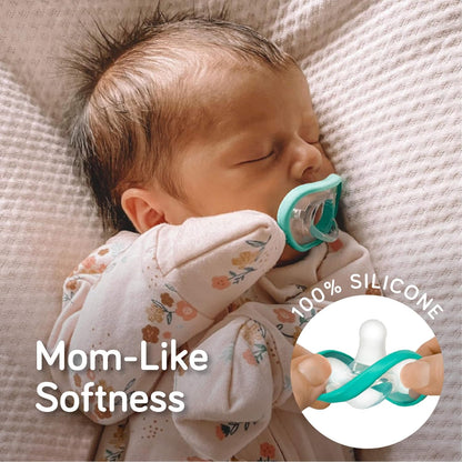 Nanobebe Breastmilk Baby Bottle Anti-Colic Starter Set with Silicone Pacifiers, Breast Pump Adapter, and Slow Flow Nipples - 5 oz - Teal/Grey