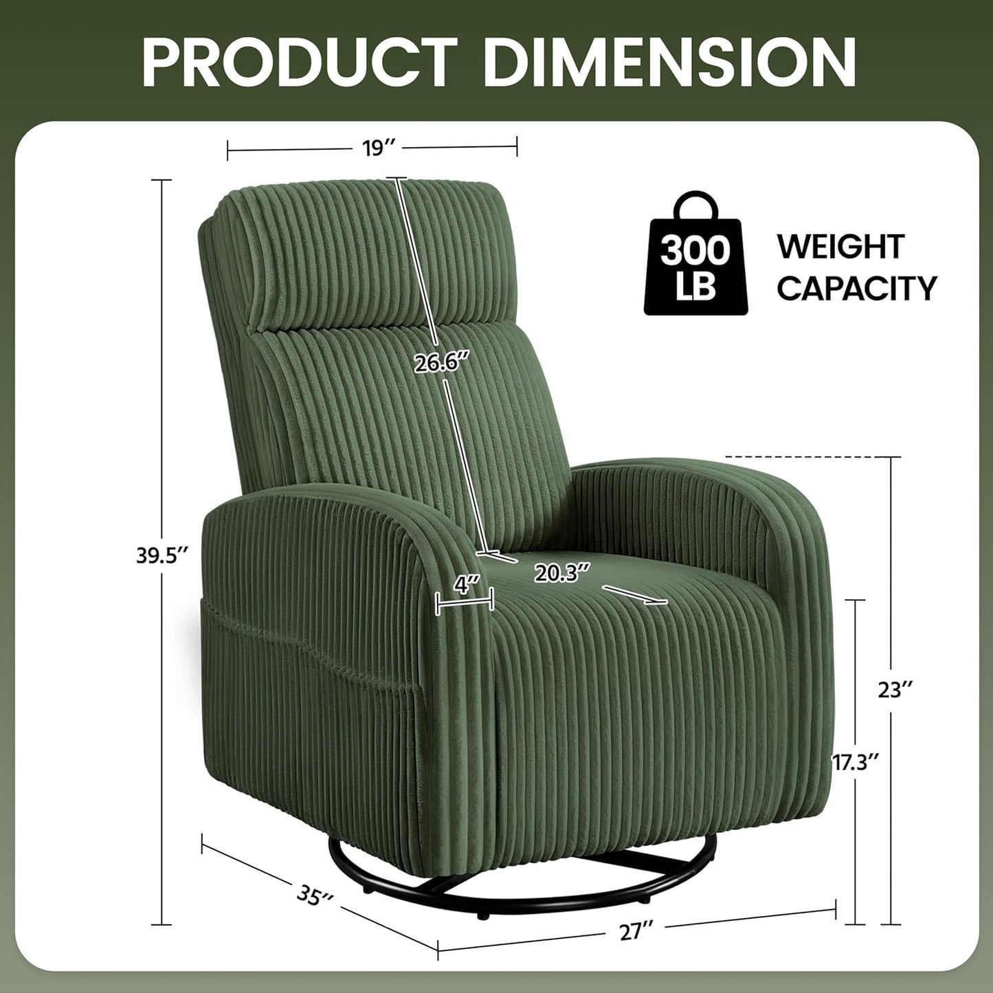 Yaheetech 360° Swivel Glider Chair for Nursery, Rocking Chair Nursing Chair with Side Pockets, Corduroy Glider for Living Room with High Back Beige