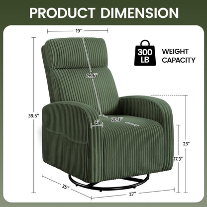 Yaheetech 360° Swivel Glider Chair for Nursery, Rocking Chair Nursing Chair with Side Pockets, Corduroy Glider for Living Room with High Back Beige