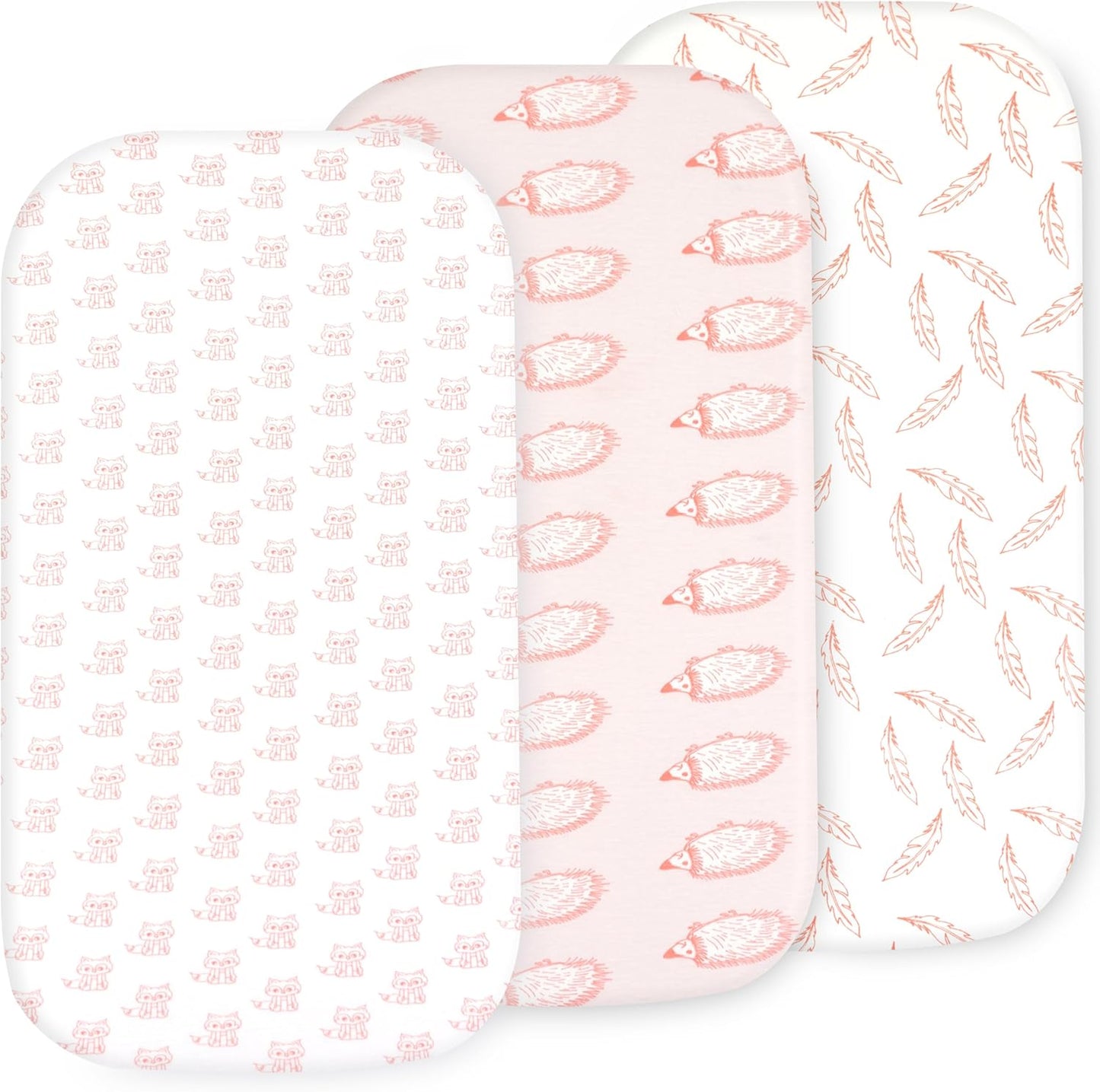 3-Pack Bedside Sleeper Bassinet Sheets | GOTS Certified Organic 100% Muslin Cotton | Ultra Soft & Breathable | 33×20×4” Fitted Sheets | Universal Fit 29–33” x 17–21” Pads