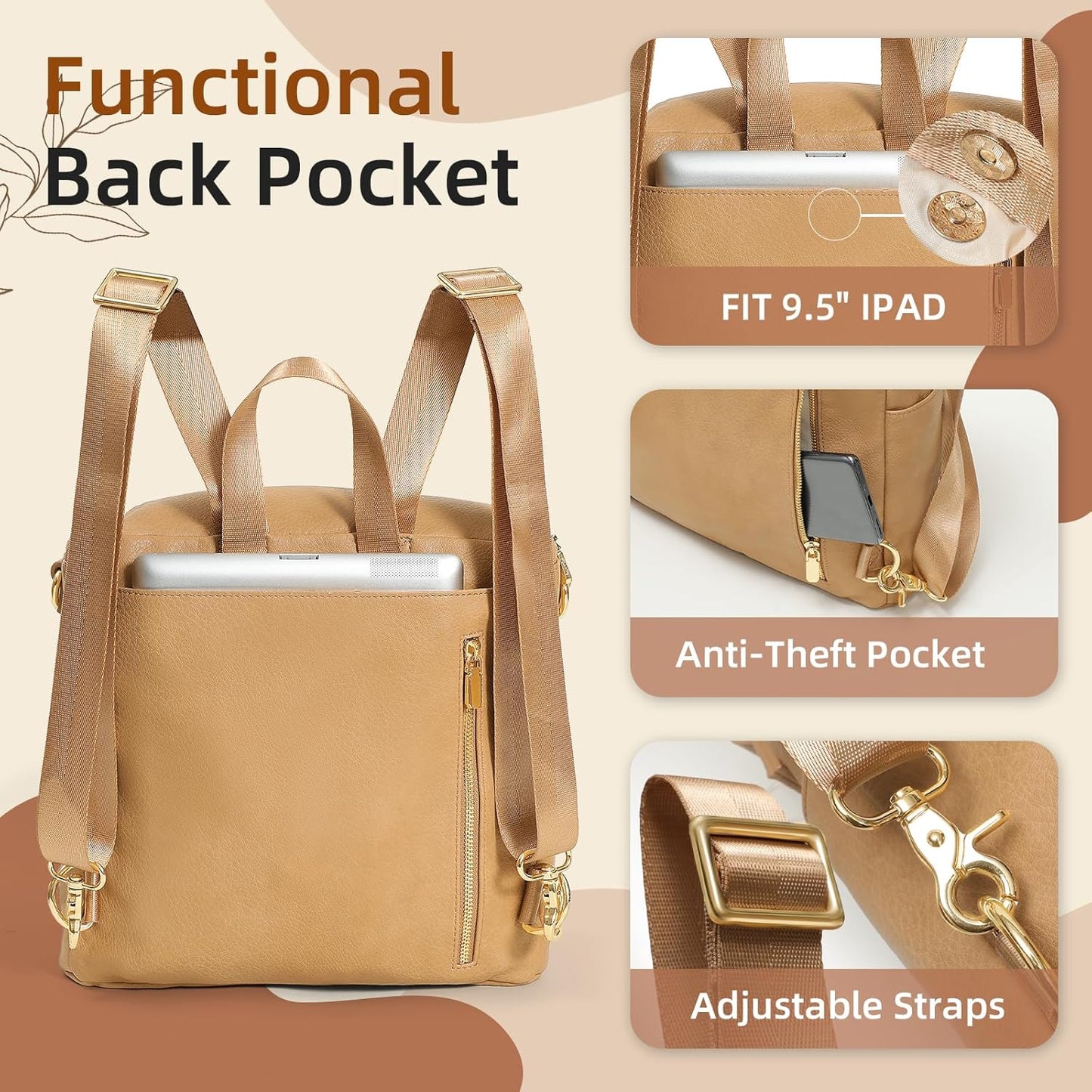 miss fong Small Diaper Bag Mini Diaper Bag, Leather Diaper Bag Backpack Mini Backpack with 14 Pockets Insulated Pockets & Shoulder Strap