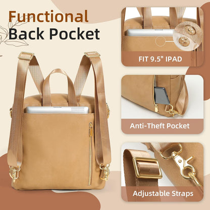 miss fong Small Diaper Bag Mini Diaper Bag, Leather Diaper Bag Backpack Mini Backpack with 14 Pockets Insulated Pockets & Shoulder Strap