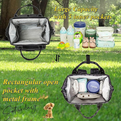 Camo Diaper Bag Backpack for Dad and Mom with USB Charging Port Stroller Straps and Insulated Pocket,army military Travel Nappy Backpack (DADDY and MOMMY patches)
