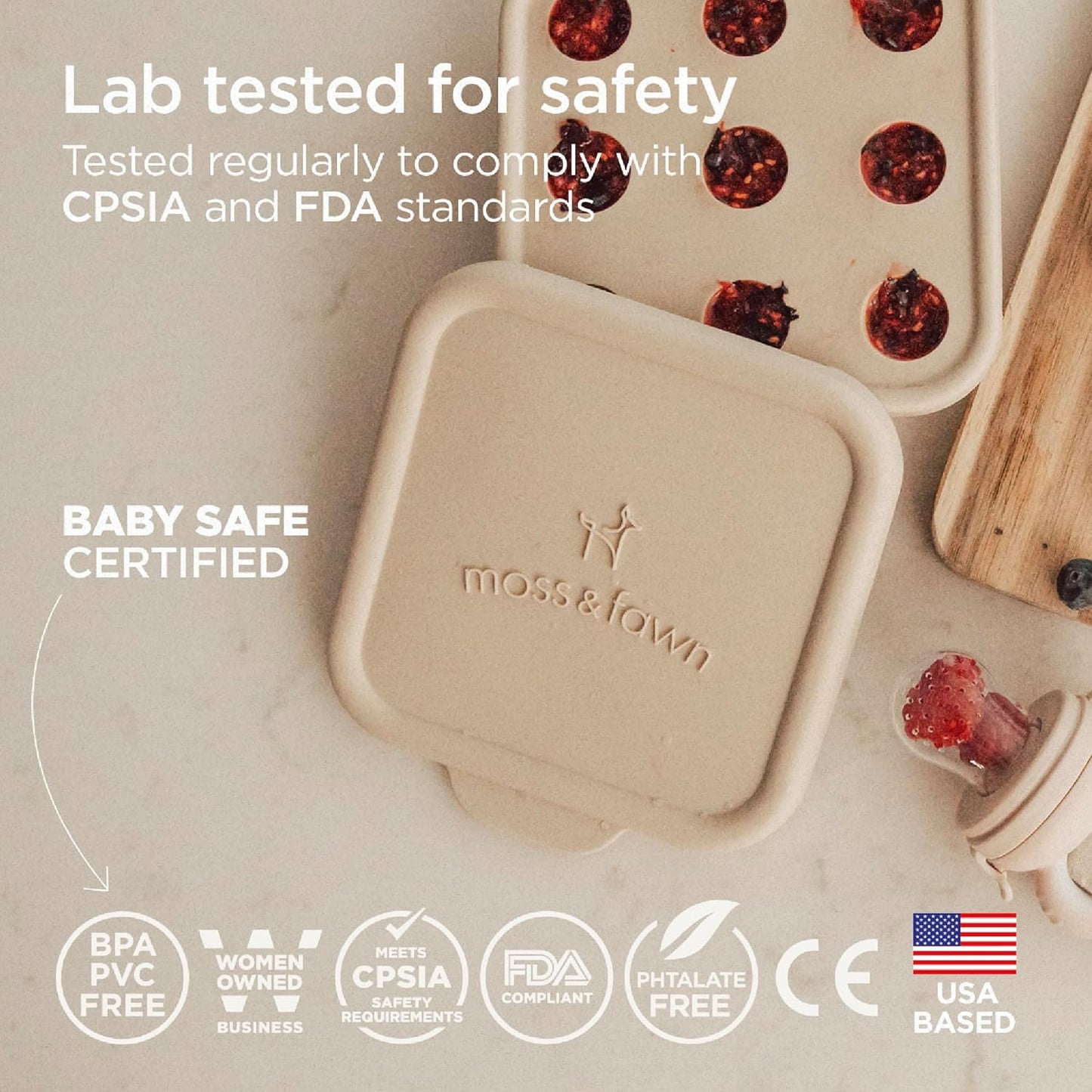 Moss and Fawn Ice Cube Tray - Forage Feeder Freezer & Teething Popsicle Mold for Breast Milk, Formula, Bone Broth, Purees, & Baby Food - BPA, Lead, & PVC-Free - Fern