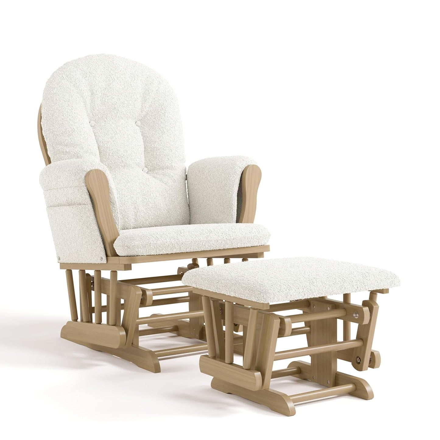 Storkcraft Premium Hoop Glider & Ottoman (Natural/Pink) — GREENGUARD Gold Certified Nursery Glider, Solid Wood Craftsmanship, Smooth-Gliding Nursery Chair and Ottoman, Award-Winning - Colors B