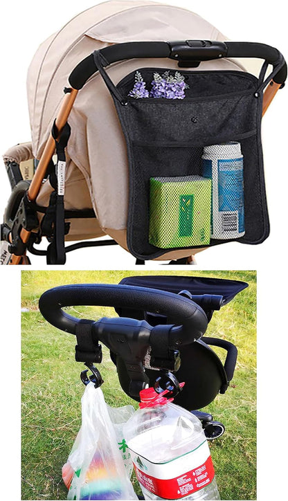 Baby Stroller Organizer,Black,Umbrella stroller organizer,Extra pockets to store snacks/wipes items,Holds water bottles, toddler sweat shirt etc (Black)