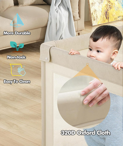 Mloong Baby Playpen with Mat, 59x59 Inches Extra Large Playpen for Babies and Toddlers, Indoor & Outdoor Activity Center, Safety Baby Fence