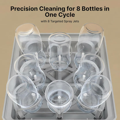 Momcozy DeepClean Bottle Washer, 8 Bottles Large Capacity, Precision Cleaning for Pump Parts and Feeding Accessories, Self Cleaning Auto All in One Baby Bottle Washer, Sterilizer & Dryer