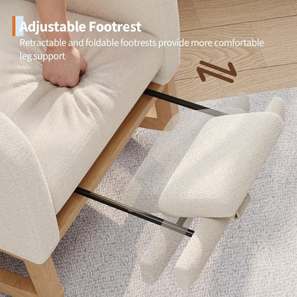 Modern Rocking Chair for Living Room, Comfortable Recliner Rocker with Side Pocket, Soft Linen Upholstered Glider Chair for Bedroom, Nursery, Lounge-Grey