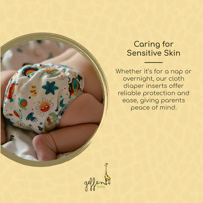 Geffen Baby Newborn Super Absorbers Cloth Diaper Inserts - 3 Pack | 5-Layer Reusable Booster Pads for Heavy Wetters, Overnight Diapering, and Naps | Slim Fit for Newborns