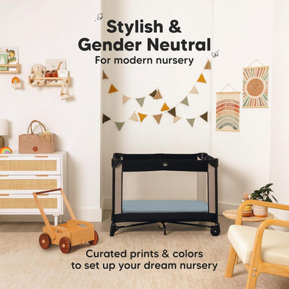 2-Pack Waterproof Pack and Play Sheets, Mini Crib Sheets Fitted for Boy, Girl - 38 x 26 Viscose from Bamboo Pack N Play Mattress Sheets for Graco, Toddler Playard Baby Crib Sheets Neutral (Blue Flax) - Colors B