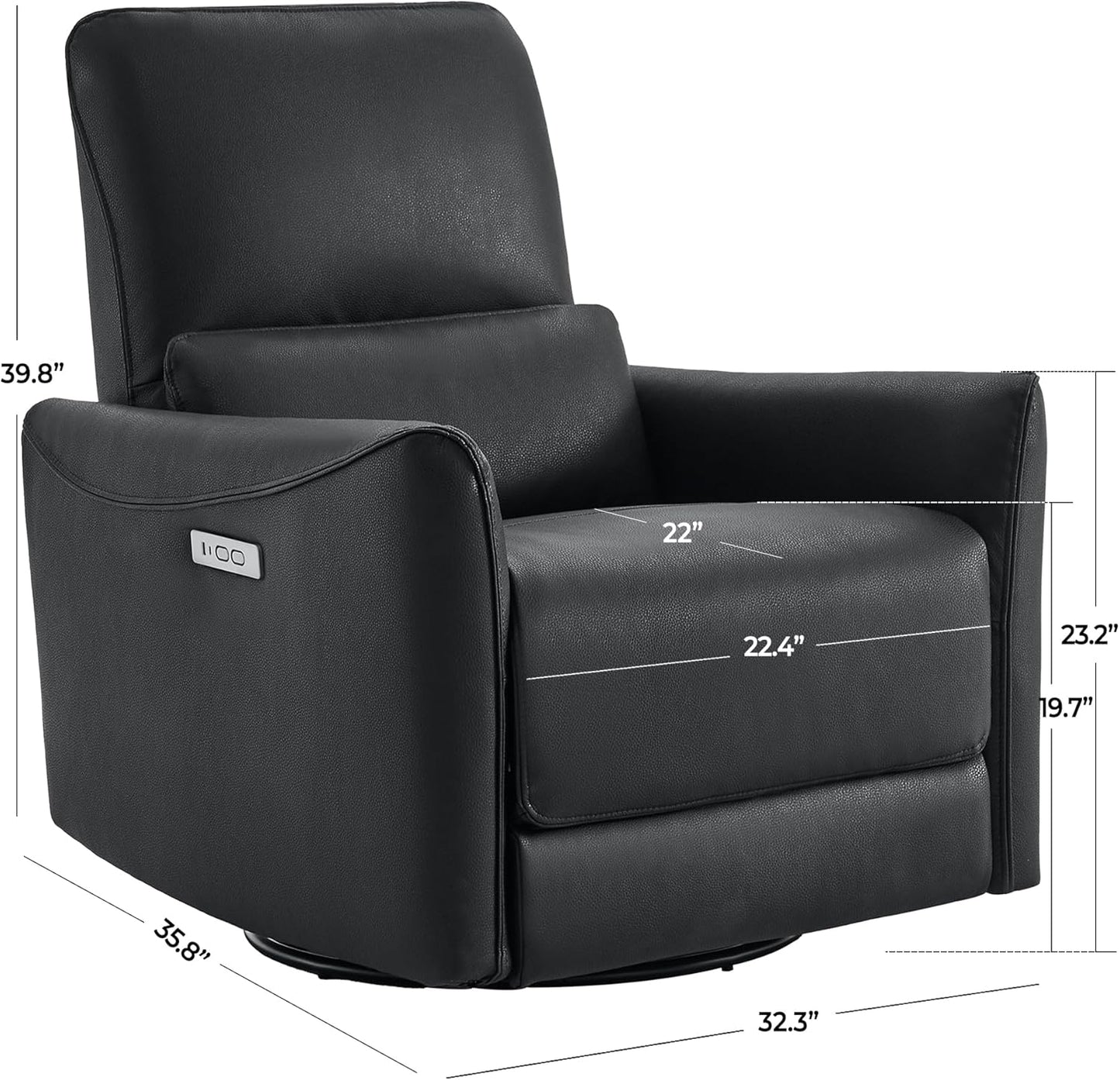 CHITA Power Recliner Chair Swivel Glider, FSC Certified Upholstered Living Room Nursery Reclining Sofa Chair with Lumbar Support, Linen