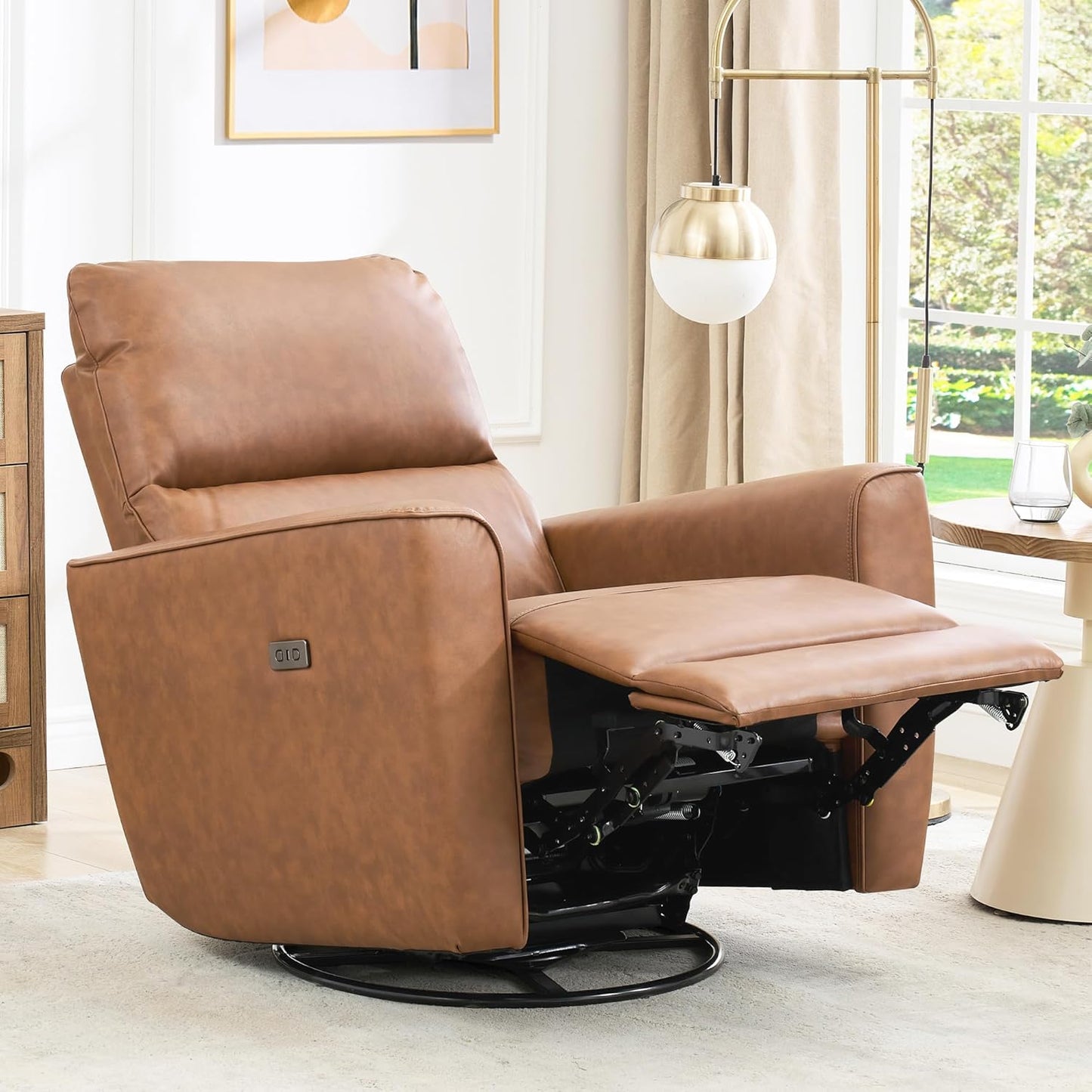 IDEALHOUSE Swivel Rocking Nursery Recliner Chair Rocker Recliner Glider Deep Seat PU Leather Sofa Chair with high Backrest for Nursery, Living Room, Bedroom & Home Movie Theater (Chocolate)