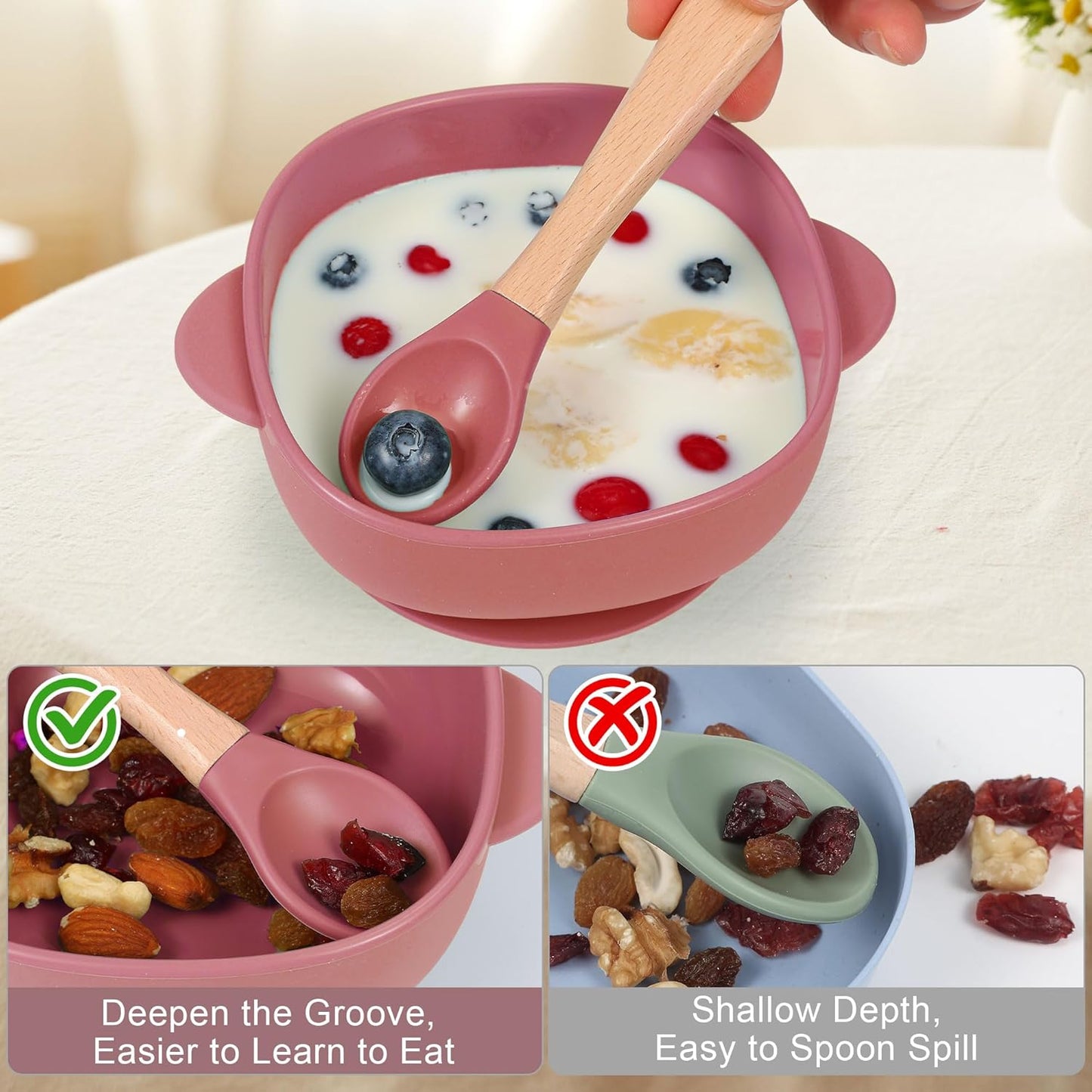 Silicone Baby Feeding Set, Baby Led Weaning Supplies, Baby Food Tableware Silicone Suction Plate, Bowl, Spoons, Fork, Waterproof Bib, Cup & Complementary Food Cake Mold, Baby Eating Utensils