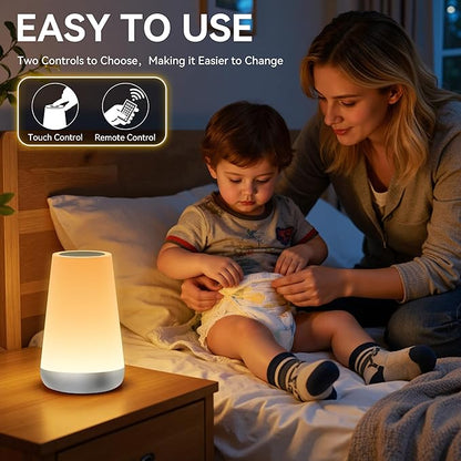 Auxmir Night Light for Kids Baby, 2500mAh13 RGB Colors & 5 Brightness, Portable Rechargeable LED Bedside Lamp for Baby Nursery, Night Lights for Bedroom Living Room Bathroom Hallways, Silver