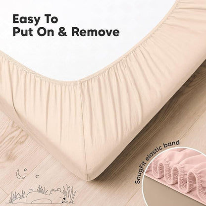 KeaBabies 2-Pack Organic Crib Sheets for Boys, Girls - 52x28 Fitted Crib Mattress Sheet Neutral, Breathable Jersey Cotton Cover for Baby Bed, Toddler Mattress, Soft & Cute Prints (Cameo)