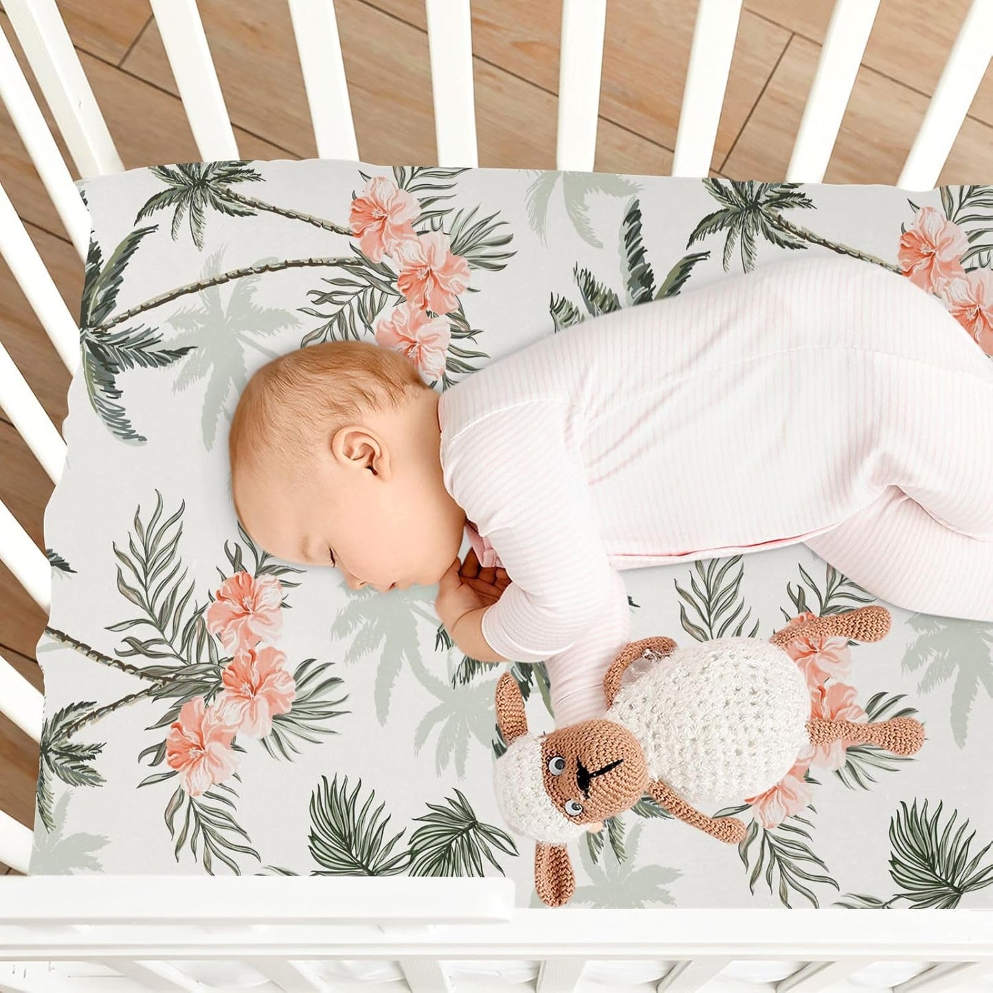 Fitted Crib Sheets Pink Checkered and Bows Stretchy Portable Playard Sheets for Baby Toddler, Breathable Soft Mini Crib Mattress 39 x 27 in for Boys and Girls