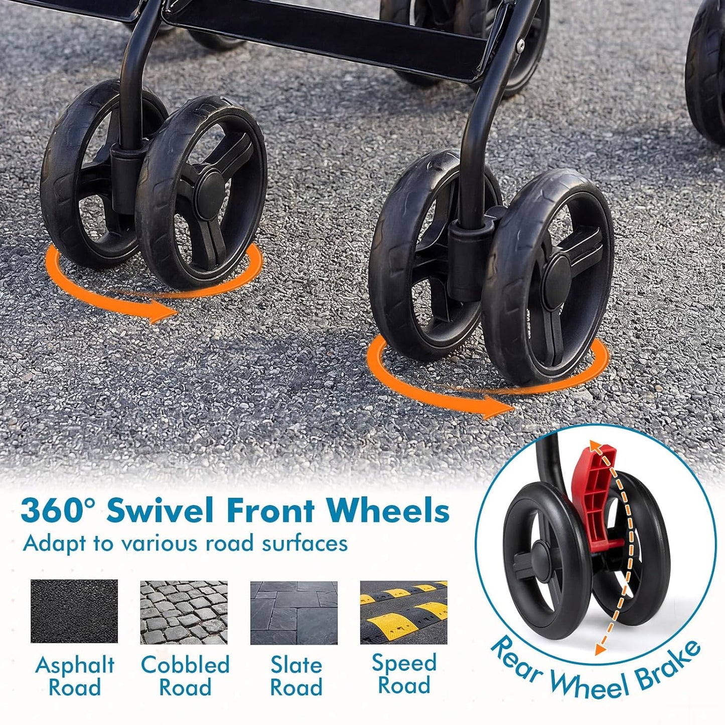 BABY JOY Double Umbrella Stroller, Lightweight Travel Side by Side Twin Stroller with Large Storage, Cup Holder, 5-Point Safety Harness, Adjustable Canopy & Compact Fold for Infant and Toddler (Black)