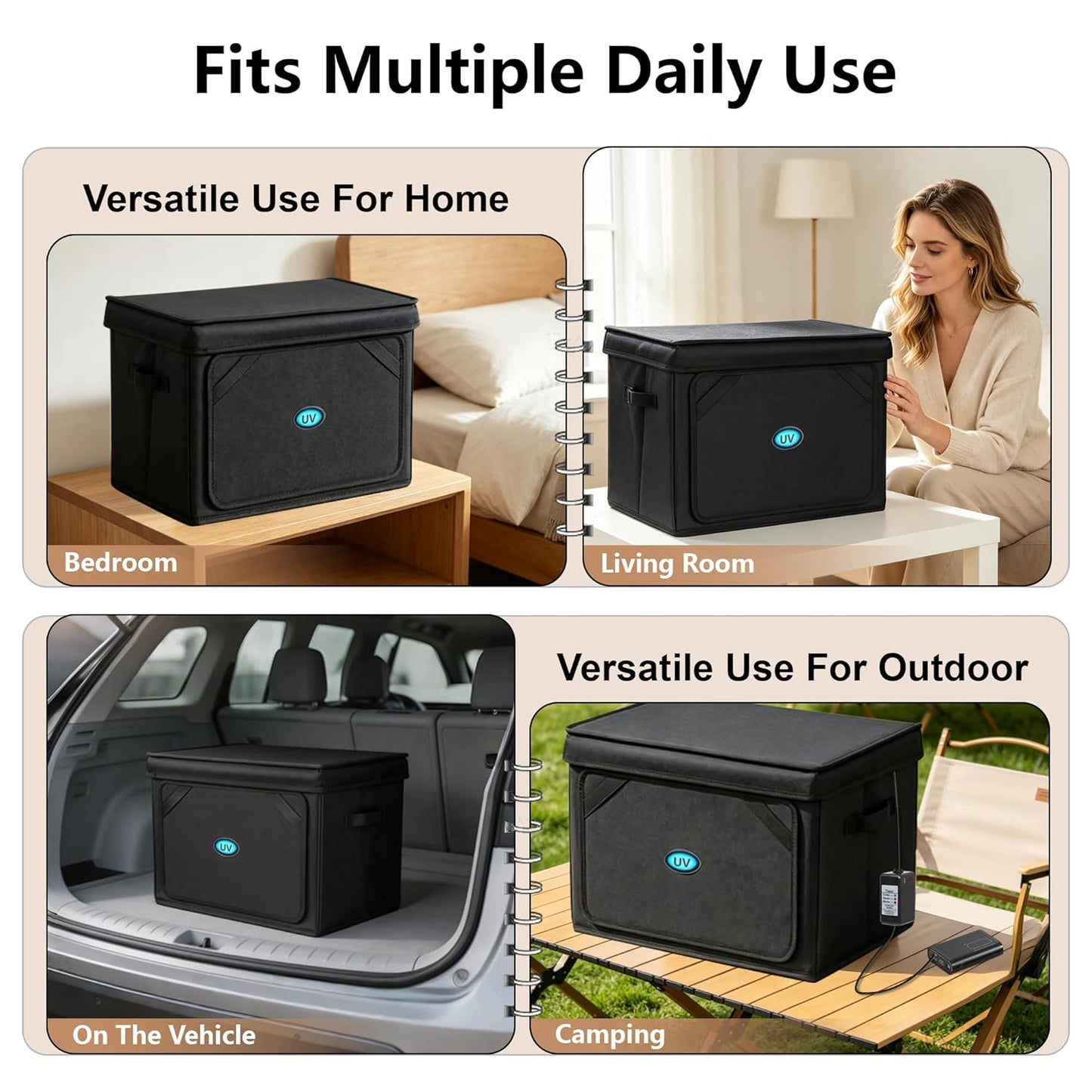 UV Sanitizer Box, 12L Portable Sanitizing and Cleaning Machine with 3-Level Timer, Foldable UV Cleaner Box for Toys, Mask, Towel, Key, UV Cleaning Machine Ozone Free