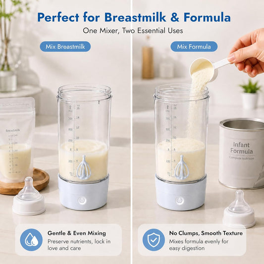 Electric Formula Mixing Pitcher, Heat Resistant Portable Baby Formula & Breastmilk Mixer, Automatic Formula Maker with Bidirectional Stirring, Fridge Storage Container, BPA-Free Tritan Milk Pitcher