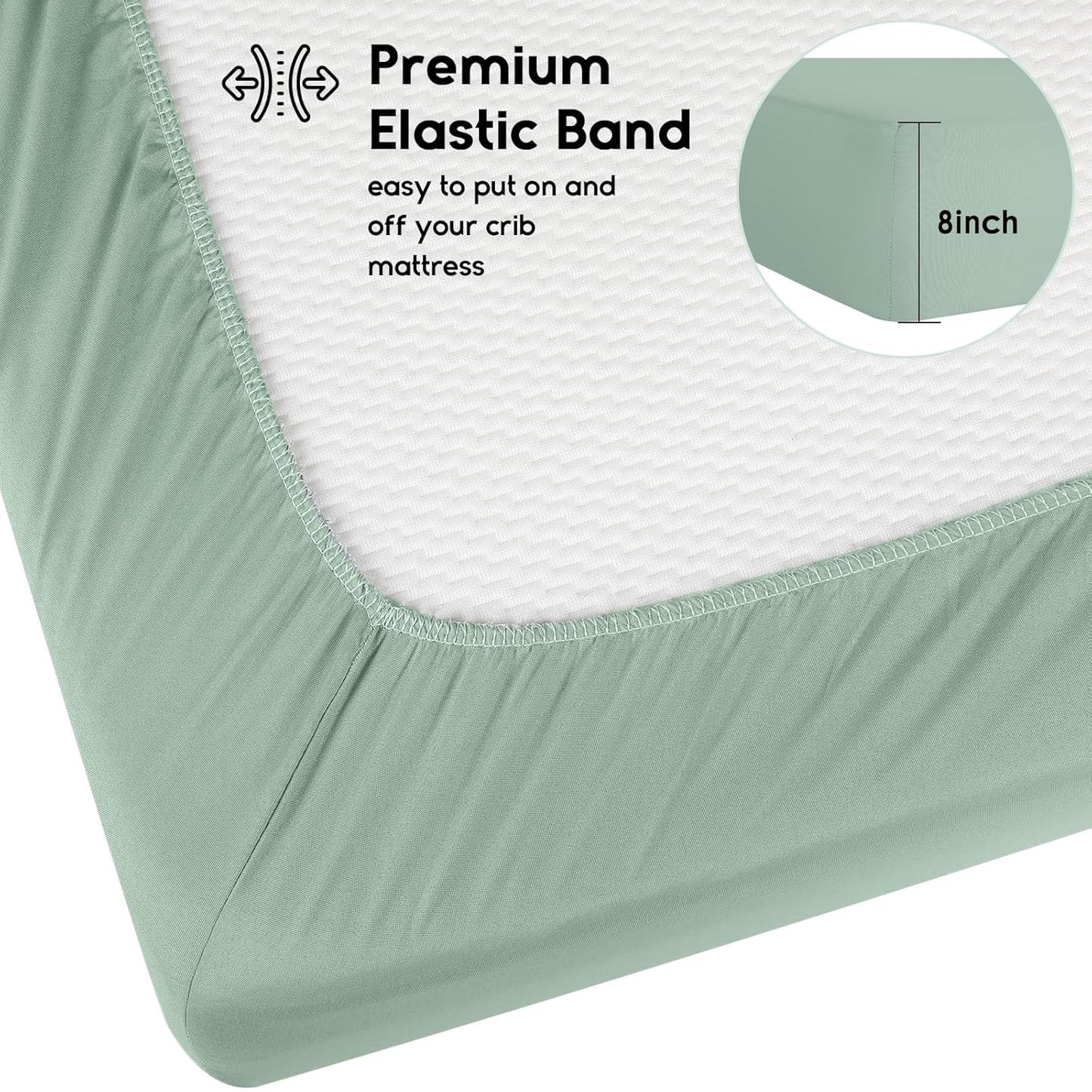 Yoofoss Pack and Play Sheets Fitted, Mini Crib Sheets 2-Pack for Pack N Play Mattress, Stretchy Playard Sheet, Soft and Breathable Green+Giraff