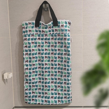 Mama Koala Reusable Hanging Wet Dry Bags for Baby Items, Cloth Diapers, Swimsuits, Travel, Gym Clothes, Beach, Pump Parts, Toiletries, Two Zippered Pockets, 2 Pack (W004L)