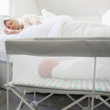 Regalo My Crib Portable Infant Bassinet, Includes Design Padded Insert, Travel Carry Bag, Support Tubes, Step Safety Locking Mechanism, Grey