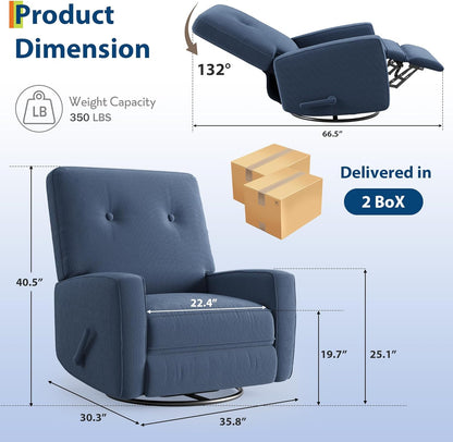 Garvee Nursery Recliner Chair, 360° Swivel Rocking Glider Chair for Adults with Adjustable Backrest & Footrest, Cozy Corduroy Upholstered Armchair for Living Rooms, Bedrooms, Apartments, Green