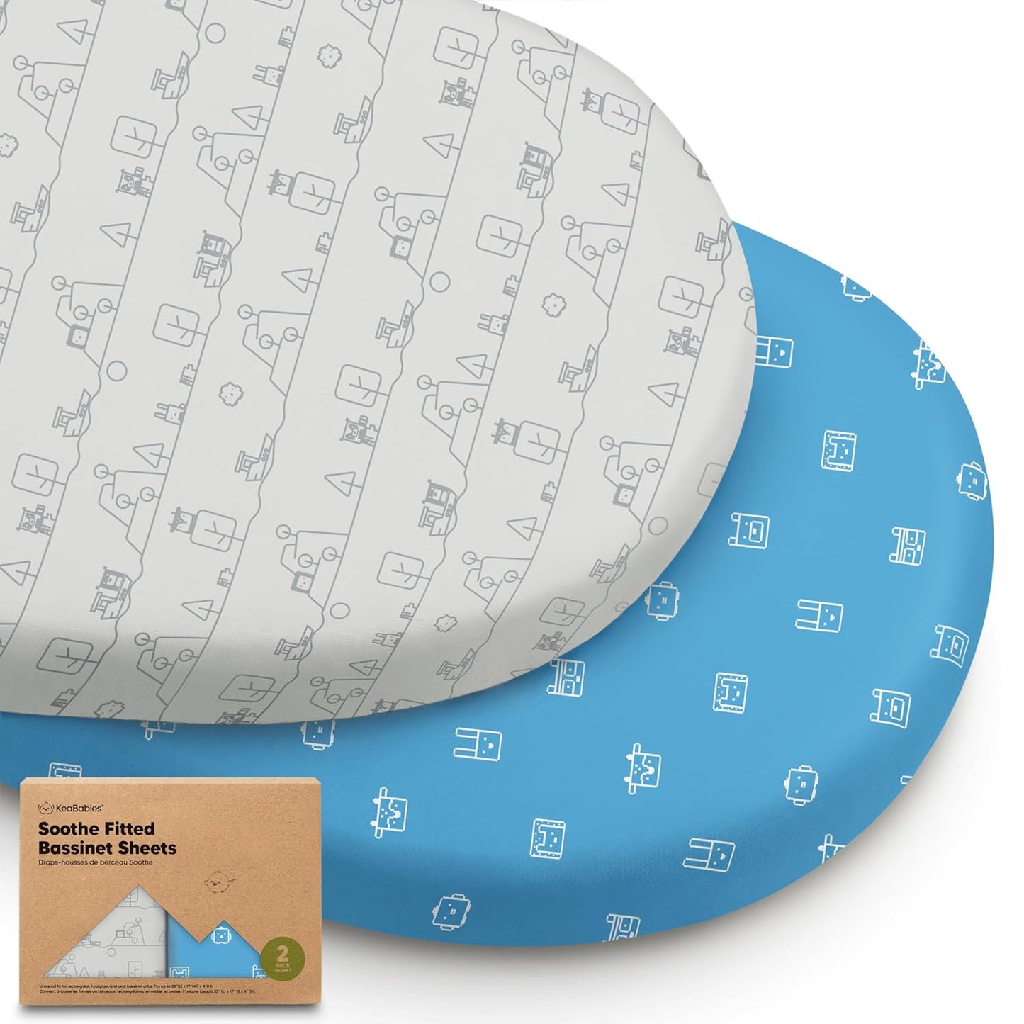 2-Pack Organic Bassinet Sheets for Girls, Boys - 100% Cotton Bassinet Mattress Sheets Compatible with Halo Bassinest Swivel Sleeper, Graco, Baby Delight, Chicco, Unisex Fitted Bassinet Sheets (Elly)