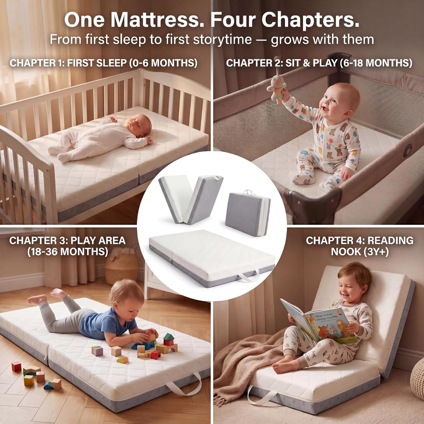 Bi-Fold Pack and Play Mattress, 3 Inch Thick Soft & Firm Memory Foam Breathable Portable Pack n Play Mattresses, Baby Playpen Mattresses with Removable Washable Cover 38x26x3 Inch - Gary