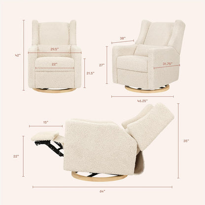 Kiwi Glider Recliner w/Electronic Control and USB | in Almond Teddy Loop w/Light Wood Base, Greenguard Gold Certified