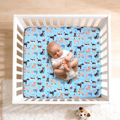 Cloele Square Playard Fitted Sheet 36x36, Ultra Soft Polyester Playpen Sheet for Baby & Pet, Dogs Pattern Pack and Play Crib Sheets, Portable Playard Mattress Cover