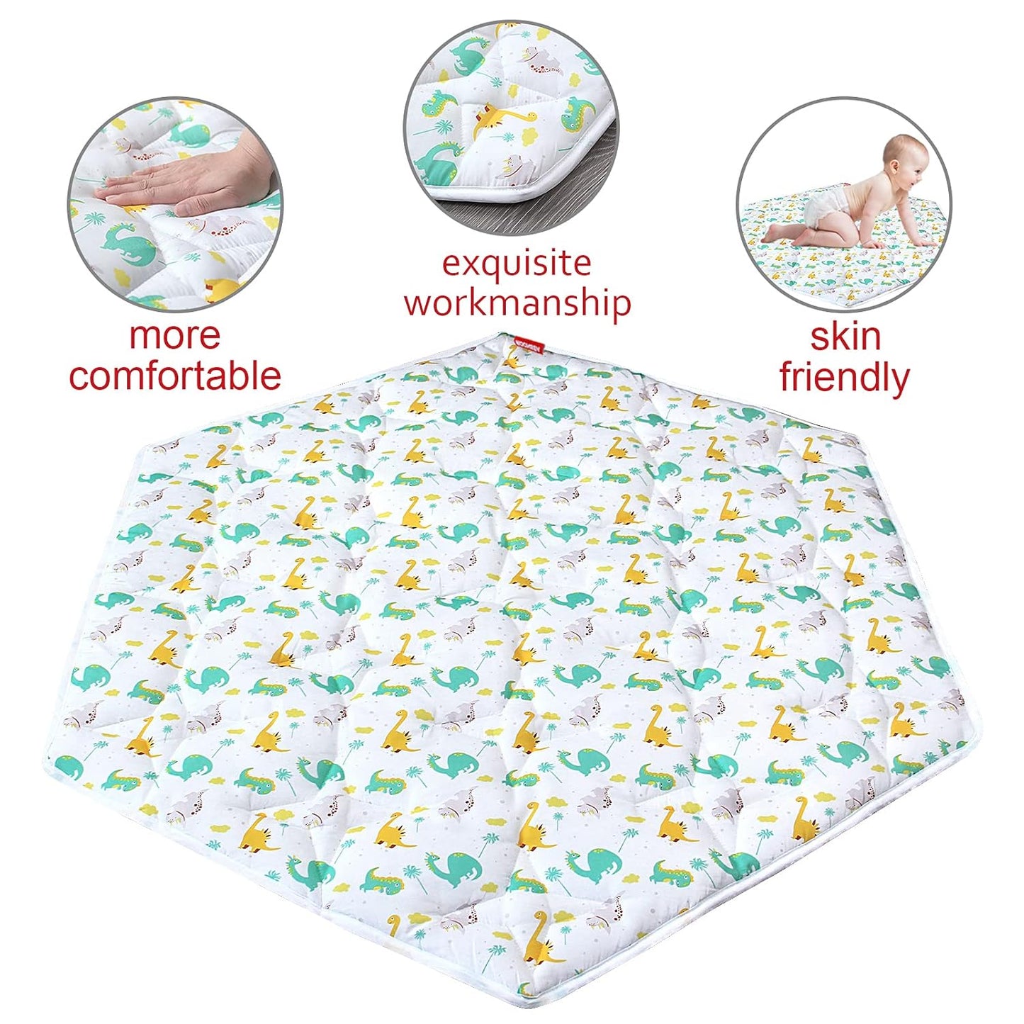 Octagon Playpen Mat Grey, Non Slip 8 Panel Playpen Mattress Mat Fits Regalo Extra Large Play Yard and hiccapop XL 69" Baby Playpen, Grey Star Octagon Playard Pad