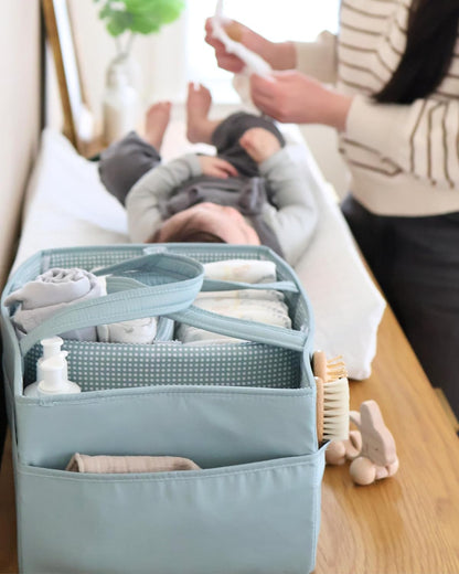 Lily Miles Baby Diaper Caddy Organizer - Large Tote Bag for Newborn essentials Boy or Girl - Baby Shower Basket - Nursery Must Haves - Registry Favorites - Newborn Caddie Car Organizer