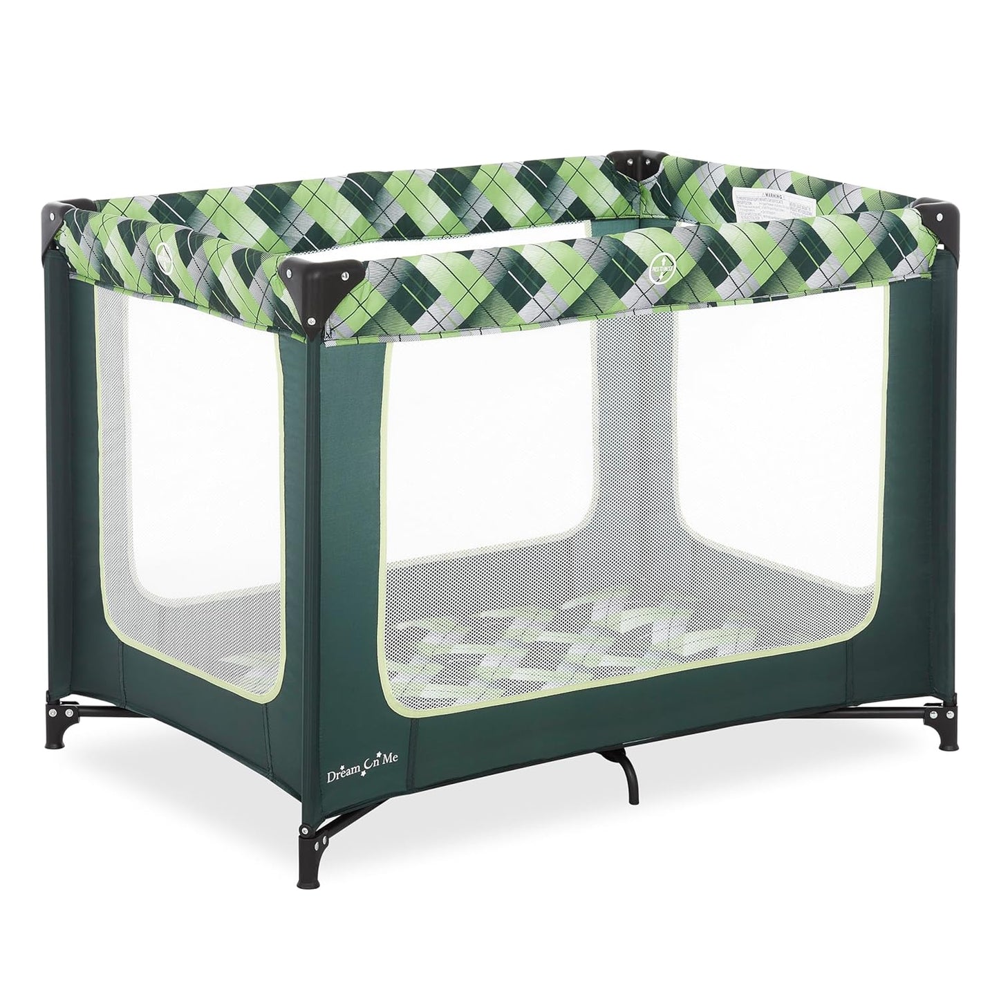 Dream On Me Zoom Portable Playard in Black, Lightweight, Packable and Easy Setup Baby Playard, Breathable Mesh Sides and Soft Fabric - Comes with a Removable Padded Mat