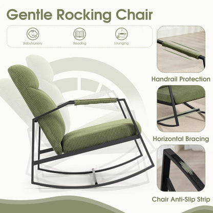HOMEFUN Nursery Rocking Chair,Patio Rocking Chair,Upholstered Glider Rocker with Padded Seat and High Backrest Safe and Comfy Armchair for Living Room Office,Front Porch, Garden, Patio, Backyard Cream