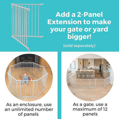 Toddleroo by North States - 3 In 1 Metal Superyard Baby Play Yard: 6 Panel Playpen, Safety Gate, or Extra Wide Baby Fence - Encloses Up to 10 Square Feet - 30 Inches Tall - Taupe