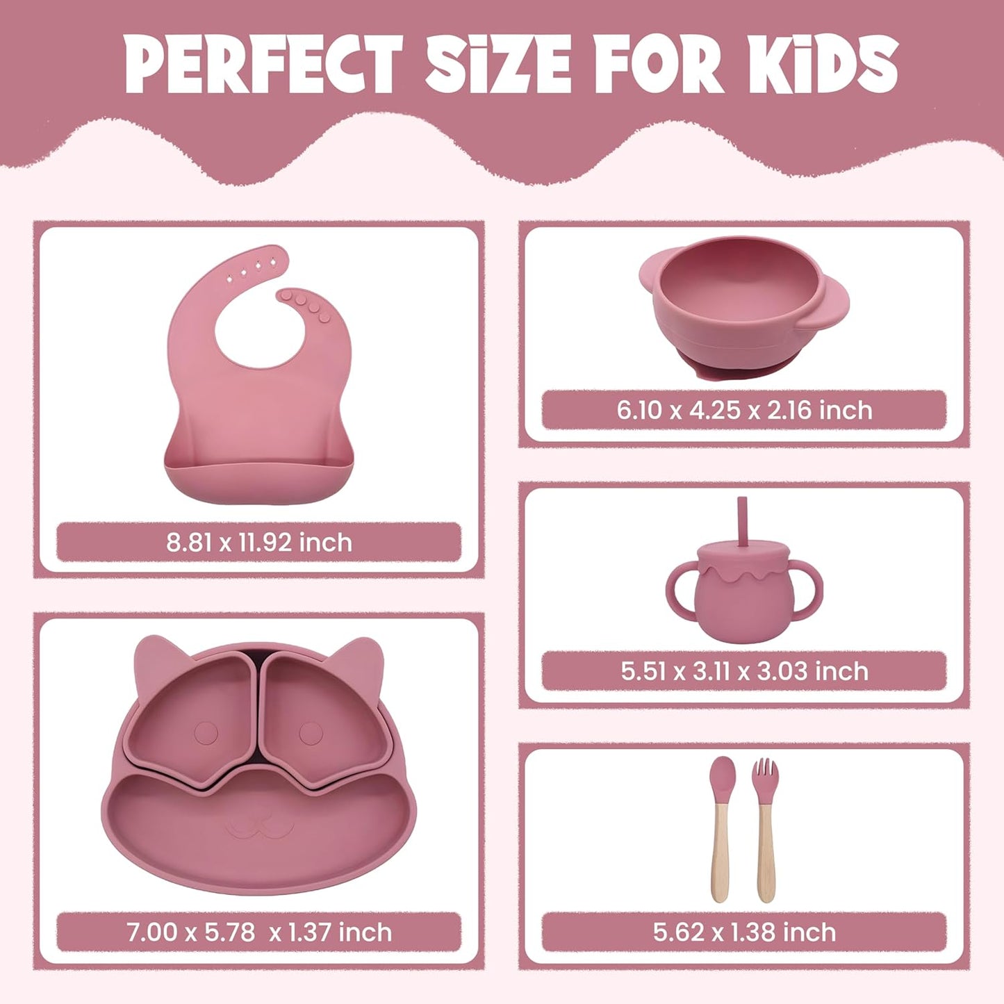 Baby Feeding Essentials, Baby Led Weaning Supplies, Silicone Baby Feeding Set, with Baby Spoon, Fork, Baby Bib, Sippy Cup, Suction Plate, Suction Bowl, Baby Eating Essentials, 6+ Months (Beige)