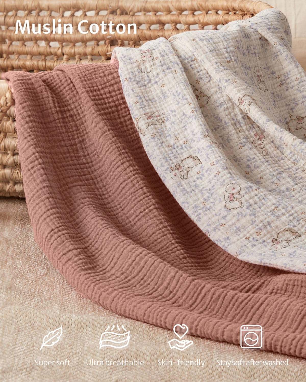 Blissful Diary Muslin Bassinet Sheets for Baby Girls Boys, Boho Soft Cotton Fitted for Oval Hourglass Rectangle Mattress, 2 Pack(Sunshine&Brown)