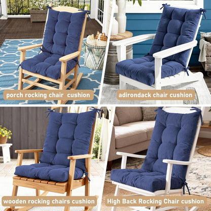 Rocking Chair Cushion with Ties Non-Slip Outdoor Rocking Chair Cushion Set Waterproof Fade-Resistant Porch Garden Patio Glider Rocker Cushions