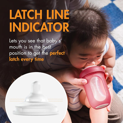 Boon Nursh Curve Silicone Baby Bottle Nipples - Food-Grade Silicone Bottle Nipples – Medium Flow Nipples for Baby Bottles - Baby Bottle-Feeding Supplies - 3 Count