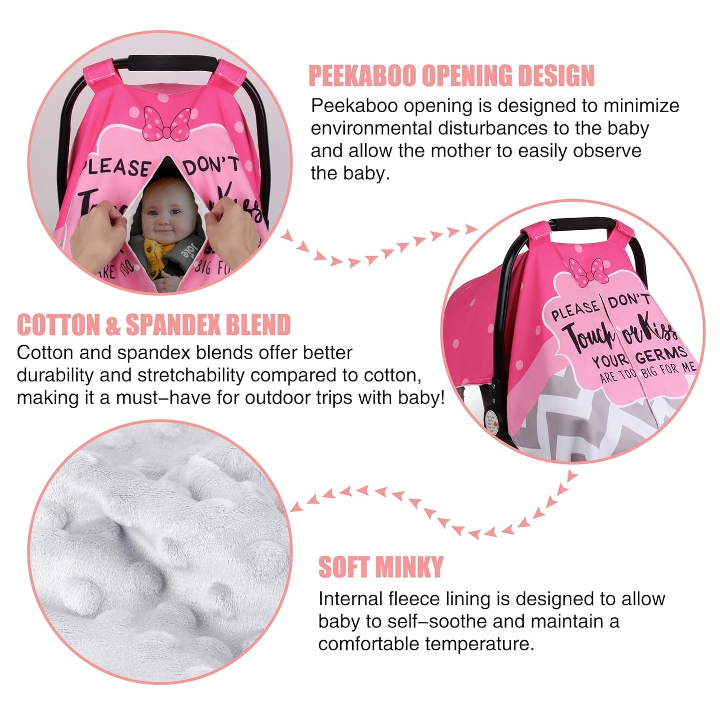 Metplus 2 in 1 Baby Car Seat Cover, Car Seat Canopy for Babies, Mom Multiuse Nursing Cover, Minky Baby Carrier Covers, Newborn Boy Girl, Peekaboo Opening
