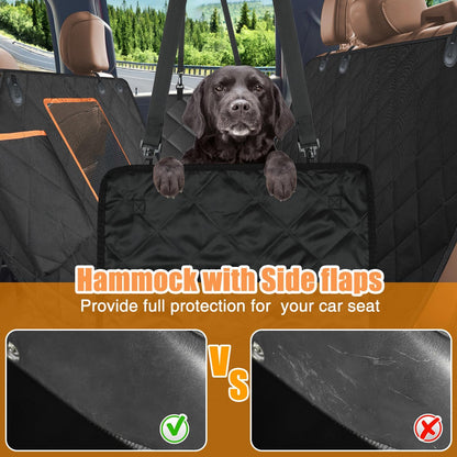 Kytely Dog Car Seat Cover for Back Seat,600D Heavy Duty Dog Hammock for Car with Side Flap,100% Waterproof Pet Backseat Cover, Anti-Scratch Nonslip Pet Seat Protector for Cars Trucks and SUV