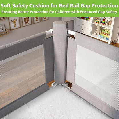 yulongtengfei 3-Piece Full Size Bed Rail for Toddlers - Adjustable Baby Bed Rail Guard, Kids Safety Bed Rail for Full Size Bed (74.8"x74.8"x54"-Grey)