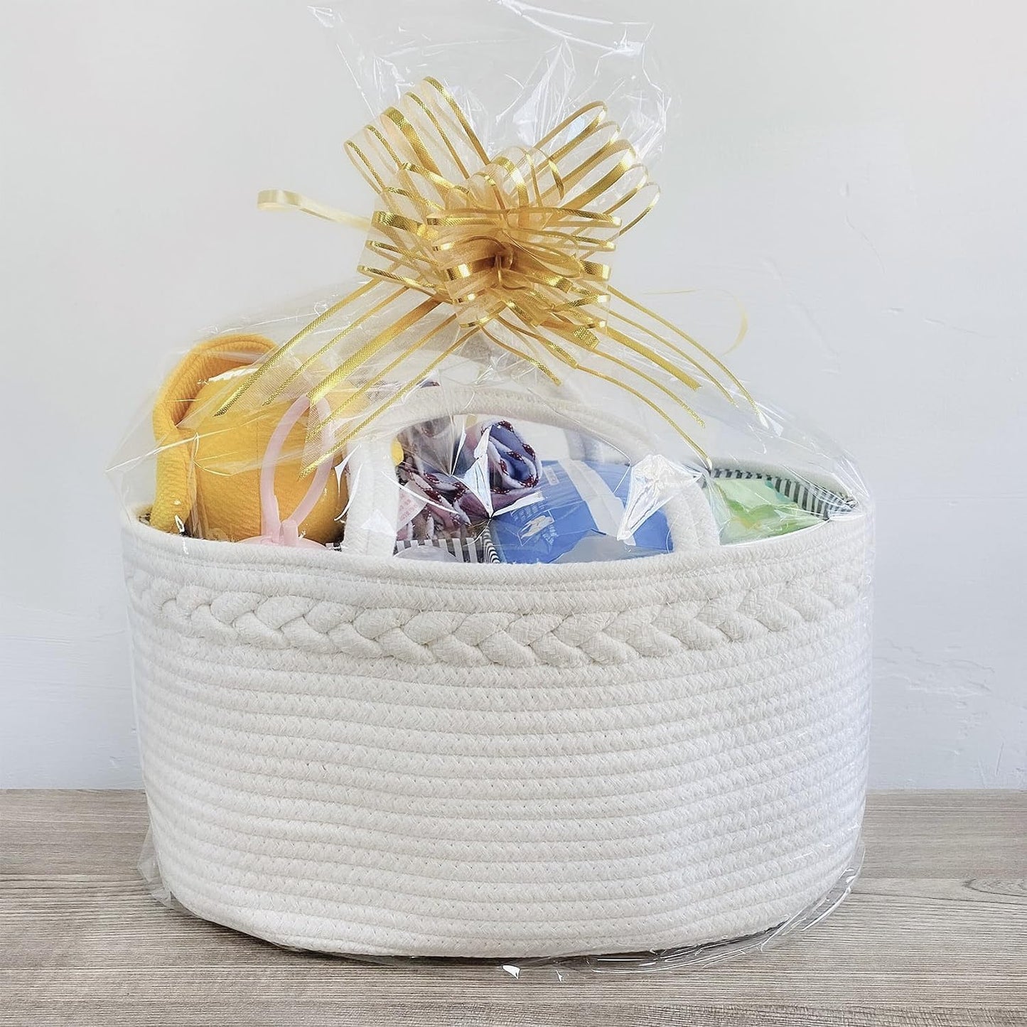 ABenkle Baby Diaper Caddy, Nursery Storage Bin and Car Organizer for Diapers and Baby Wipes, Cotton Rope Diaper Basket Caddy, Changing Table Diaper Storage Caddy