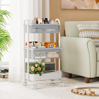 Modanais Baby Diaper Caddy Organizer Cart - 3 Tier Rolling Storage Cart with Wheels, Baby Essentials for Nursery Storage, Detachable Dividers - for Crib, Bedroom, Art & Craft Organizer (Black)